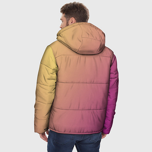 Мужская зимняя куртка Градиент желтый малиновый по диагонали / 3D-Красный – фото 4