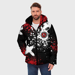 Куртка зимняя мужская Мерседес на фоне граффити и брызг красок, цвет: 3D-красный — фото 2
