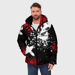 Куртка зимняя мужская Хонда на фоне граффити и брызг красок, цвет: 3D-черный — фото 2