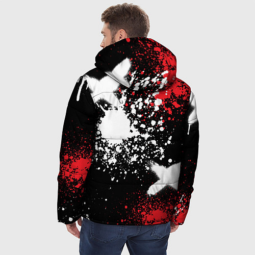 Мужская зимняя куртка Форд на фоне граффити и брызг красок / 3D-Красный – фото 4