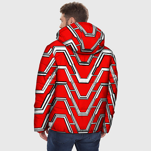 Мужская зимняя куртка Техно броня красно-белая / 3D-Красный – фото 4