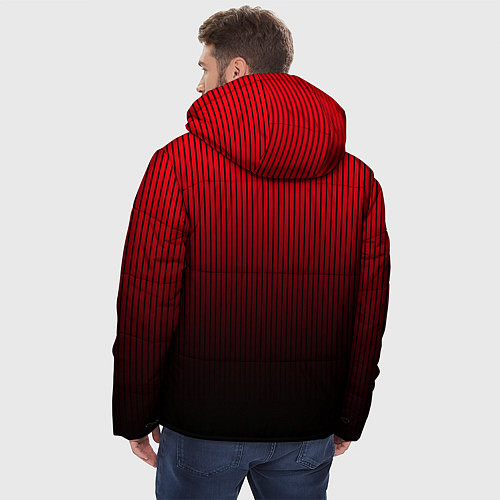 Мужская зимняя куртка Красно-чёрный градиент в полоску / 3D-Красный – фото 4