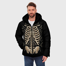 Куртка зимняя мужская Скелет на груди, цвет: 3D-черный — фото 2