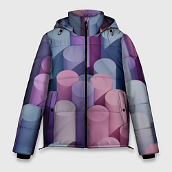 Куртка зимняя мужская Цветные цилиндры, цвет: 3D-светло-серый