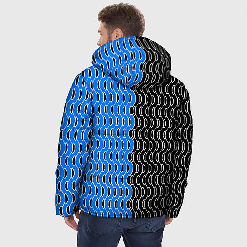 Мужская зимняя куртка Чёрно-синий паттерн с белой обводкой / 3D-Красный – фото 4