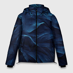 Куртка зимняя мужская Синие глубокие абстрактные волны, цвет: 3D-светло-серый