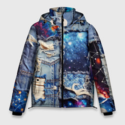 Куртка зимняя мужская Звездный небосвод - пэчворк, цвет: 3D-красный