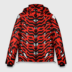 Куртка зимняя мужская Агрессивный красныйй паттерн, цвет: 3D-черный