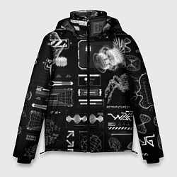 Куртка зимняя мужская Паттерн киберинтерфейса, цвет: 3D-черный