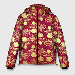 Мужская зимняя куртка Золотой паттерн на красном фоне
