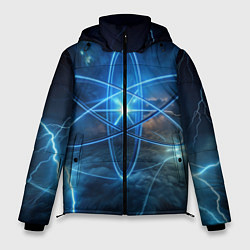 Куртка зимняя мужская Светящийся атом и молнии, цвет: 3D-черный