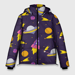Куртка зимняя мужская Космические приключения, цвет: 3D-черный