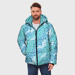 Куртка зимняя мужская Океанские волны из синих и бирюзовых камней, цвет: 3D-красный — фото 2