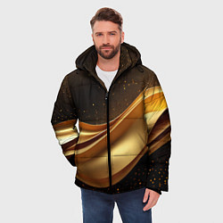 Куртка зимняя мужская Золотая стильная абстракция на черном фоне, цвет: 3D-красный — фото 2