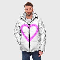 Куртка зимняя мужская Неоновое сиреневое сердце, цвет: 3D-черный — фото 2