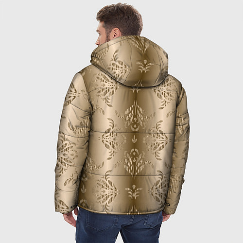 Мужская зимняя куртка Коричневый градиент с узором / 3D-Красный – фото 4