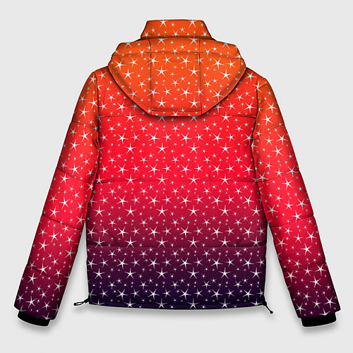 Мужская зимняя куртка Градиент оранжево-фиолетовый со звёздочками / 3D-Светло-серый – фото 2