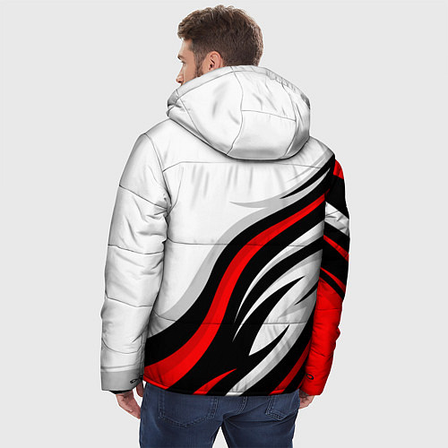 Мужская зимняя куртка Nissan GTR - красные языки пламени / 3D-Красный – фото 4