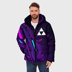 Куртка зимняя мужская Zelda neon gaming, цвет: 3D-черный — фото 2