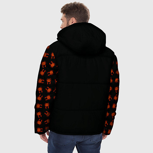 Мужская зимняя куртка Крабики на черном фоне / 3D-Красный – фото 4
