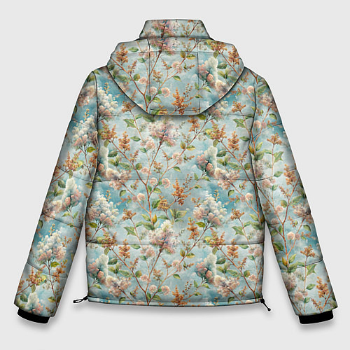 Мужская зимняя куртка Сирень цветы паттерн / 3D-Светло-серый – фото 2