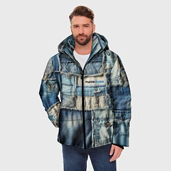 Куртка зимняя мужская Patchwork denim - vogue, цвет: 3D-черный — фото 2