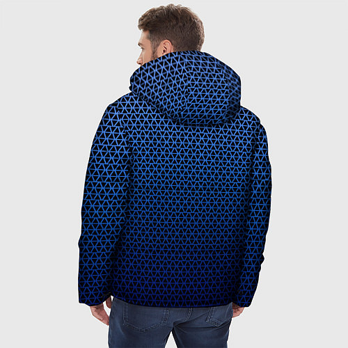 Мужская зимняя куртка Паттерн чёрно-синий треугольники / 3D-Светло-серый – фото 4