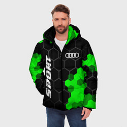 Куртка зимняя мужская Audi green sport hexagon, цвет: 3D-черный — фото 2