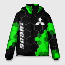 Куртка зимняя мужская Mitsubishi green sport hexagon, цвет: 3D-черный