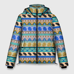 Куртка зимняя мужская Полосатый тропический летний узор, цвет: 3D-черный