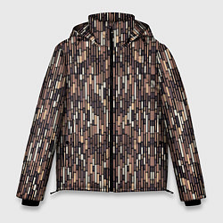 Куртка зимняя мужская Светло-коричневый паттерн полосочки, цвет: 3D-черный