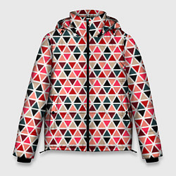 Куртка зимняя мужская Бирюзово-розовый геометричный треугольники, цвет: 3D-светло-серый