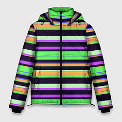 Мужская зимняя куртка Зелёно-фиолетовый полосатый