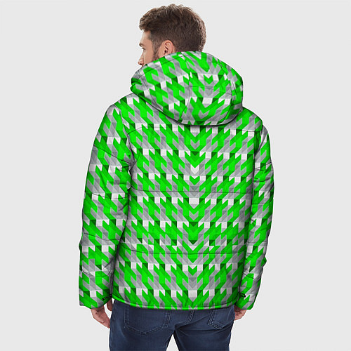 Мужская зимняя куртка Зелёно-белый паттерн / 3D-Красный – фото 4