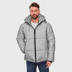 Куртка зимняя мужская Однотонный светло-серый текстурированный, цвет: 3D-черный — фото 2