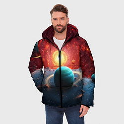 Куртка зимняя мужская Космос и разные планеты, цвет: 3D-светло-серый — фото 2