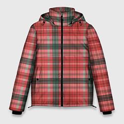Куртка зимняя мужская Красно-серая шотландская клетка, цвет: 3D-черный