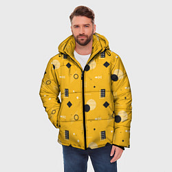 Куртка зимняя мужская Геометрия в стиле мемфис на желтом, цвет: 3D-красный — фото 2