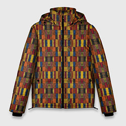 Куртка зимняя мужская Африканский геометрический узор-паттерн, цвет: 3D-черный