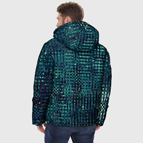 Мужская зимняя куртка Сине-бирюзовый абстрактный / 3D-Светло-серый – фото 4