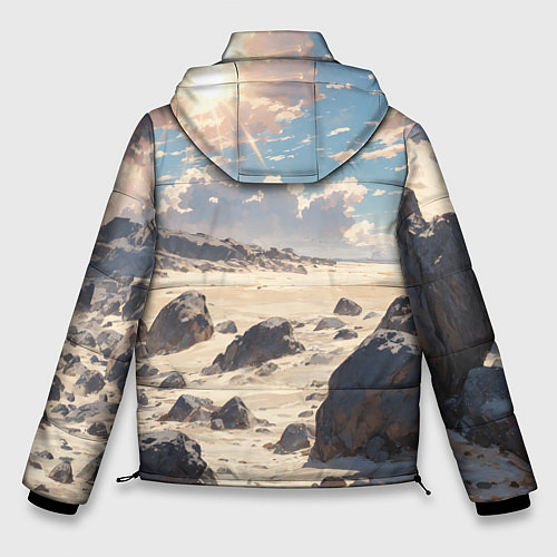 Мужская зимняя куртка Аниме пляж / 3D-Светло-серый – фото 2