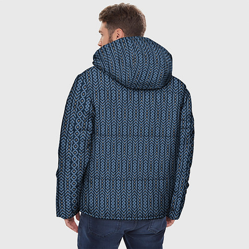 Мужская зимняя куртка Серо-синий текстурированные полосы / 3D-Светло-серый – фото 4