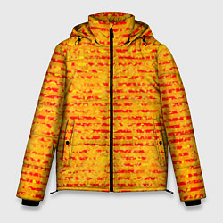Мужская зимняя куртка Яркий красно-жёлтый абстарктный полосатый