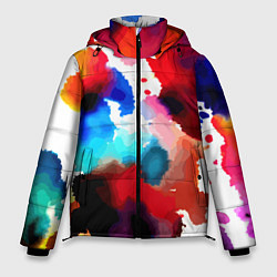 Куртка зимняя мужская Абстрактная акварельная композиция, цвет: 3D-красный