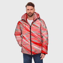 Куртка зимняя мужская Полосатый красно-белый, цвет: 3D-красный — фото 2
