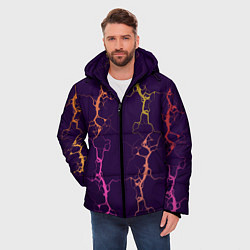 Куртка зимняя мужская Молнии на пурпурном, цвет: 3D-светло-серый — фото 2