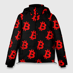 Куртка зимняя мужская Bitcoin red logo money, цвет: 3D-черный