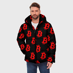 Куртка зимняя мужская Bitcoin red logo money, цвет: 3D-черный — фото 2