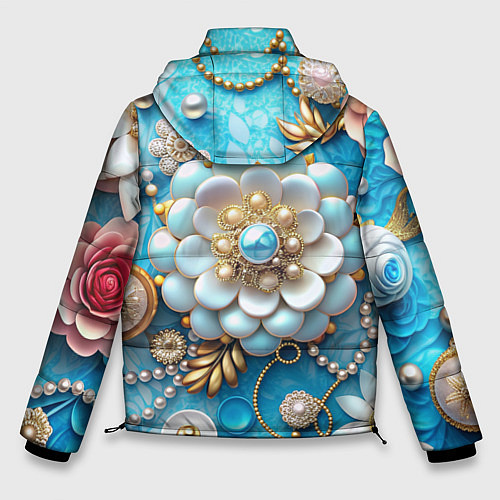 Мужская зимняя куртка Цветы и жемчуг / 3D-Светло-серый – фото 2