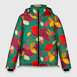 Мужская зимняя куртка Ягодно-цветочная абстракция